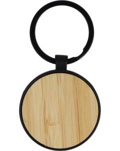 Schlüsselanhänger aus Bambus und Metall rund
