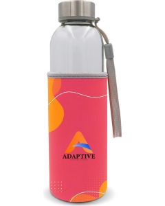 Trinkflasche aus Glas mit individuell bedruckter Neoprenhülle 500ml
