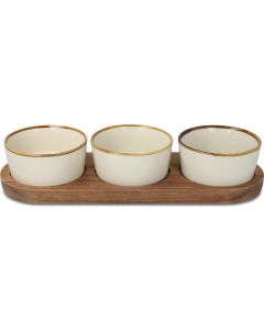 InSideOut Holzständer mit 3 runden Keramikschalen