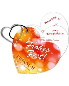 Backförmchen mit Rezeptblock Weihnachtsherz  - inkl. Werbedruck