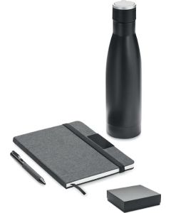 Set Notizbuch mit Flasche