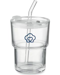 Glasbecher mit Trinkhalm 400ml Sip