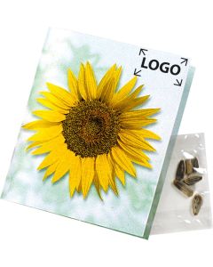 Klappkärtchen 7 x 8 cm - Samen nach Wahl - inkl. 1-4 c Logo-Digitaldruck