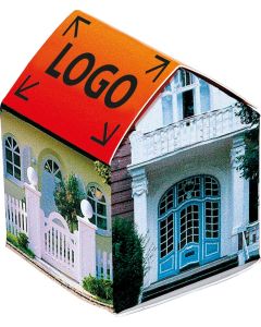 Häuschen Zwergsonnenblume, wahlweise Blumenmischung, inkl. 1-4 c Logo-Digitaldruck