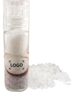 Mühle aus Glas mit Salz oder Pfeffer - inkl. 1-4 c Logo-Digitaldruck