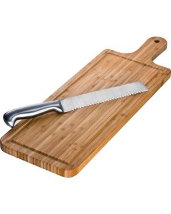 Schneidebrett aus Bambus mit Messer aus Edelstahl