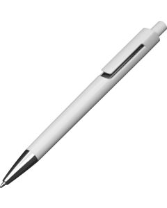 Weißer Kugelschreiber mit farbigen Applikationen