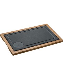 Servierbrett aus Bambus mit Schieferplatte