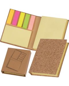 Haftmarker- und Haftnotizbuch mit Korkumschlag