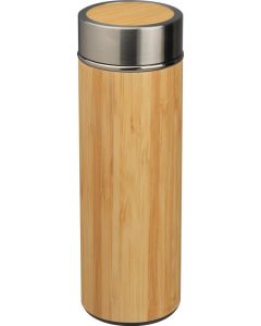 Edelstahl Trinkbecher mit Bambusummantelung und Teesieb