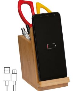 Induktionsladegerät aus Bambus mit Stifteköcher