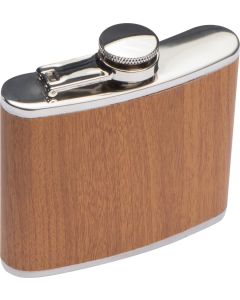 Flachmann aus Edelstahl im Holzdesign Füllvermögen 170 ml