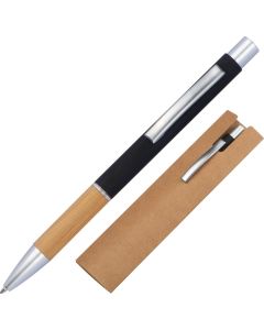 Aluminium Kugelschreiber mit Bambusgriffzone