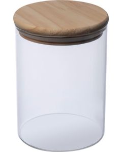 Dose aus Borosilikatglas mit Kiefernholzdeckel, 700 ml