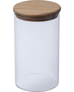 Dose aus Borosilikatglas mit Kiefernholzdeckel 1000 ml