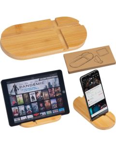 Tablet- und Smartphonehalter aus Bambus