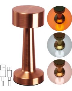 Tischlampe aus Edelstahl mit Akku