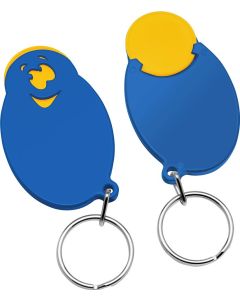 Chiphalter mit 1€-Chip Gesicht, mit Schlüsselring