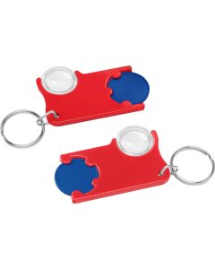Chiphalter mit 1€-Chip und Lupe, mit Schlüsselring