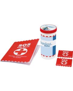 SOS-Info-Dose individuelle Banderole und Deckelaufkleber
