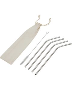 Edelstahl-Strohhalm-Set Drink Happy