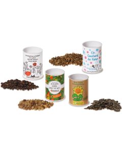 Samen-Werbetrommel - Samen nach Wahl - inkl. Werbedruck