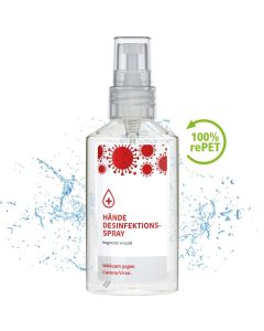 Hände-Desinfektionsspray (DIN EN 1500), 50 ml, Body Label (R-PET) - inkl. Werbedruck