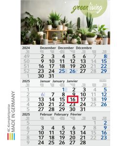 Wandkalender Budget 3 green+blue