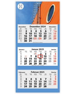 3-Monats Faltkalender Tres-Light Plus, inkl. Druck