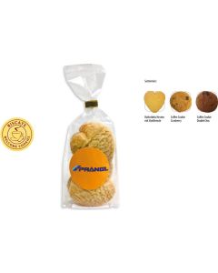 Cookies Bodenstandbeutel mit Werbeaufkleber