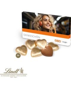 Präsentbox mit Lindt Schokoherzen