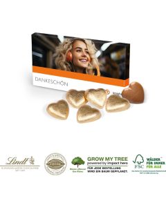 Präsentbox mit Lindt Schokoherzen