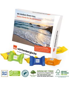 Präsentbox mit Ritter Sport Schokowürfel