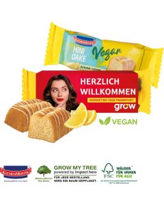 Mini Kuchen mit Werbebanderole, Vegan