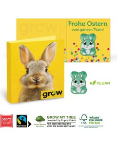 Werbe-Klappkarte mit veganem Osterhasen