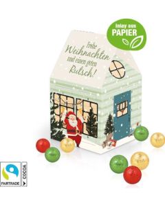 Adventshaus Edition mit Fairtrade® Schokolade mit Papier-Inlay
