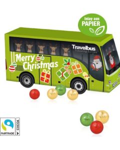 3D Adventskalender Bus mit Fairtrade® Schokolade mit Papier-Inlay
