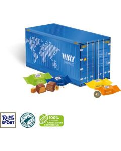3D Präsent Container mit Ritter SPORT Schokowürfel
