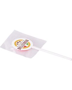 Flacher Lutscher mit Aufkleber