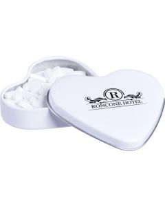 Herzförmige Dose mit Pfefferminzherzen