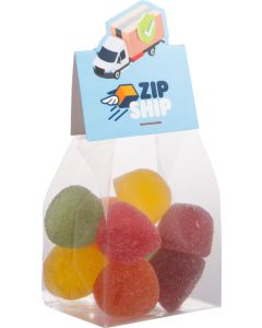 Blockbeutel mit Headerkarte in Ihrer eigenen Form und 100 g Süßigkeiten