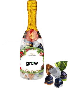 Champagnerflasche mit Schokoladen Pralinen