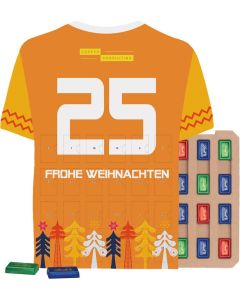 Täfelchen Adventskalender Trikot ECO - Inhalt nach Wahl - inkl. Druck