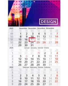 3-Monatswandkalender mit Datumschieber