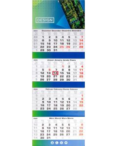 4-Monatswandkalender Mehrblock - 30 x 90 cm