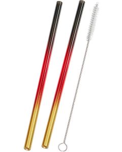 2er Set farbige Glas-Trinkhalme, mit Reinigungsbürste