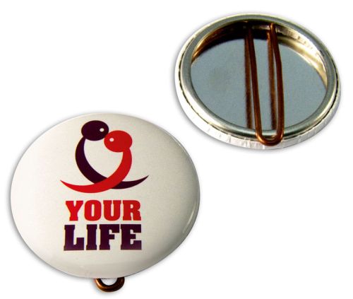 Button mit Nadel 37 mm inkl. 4c-Werbedruck als Werbeartikel