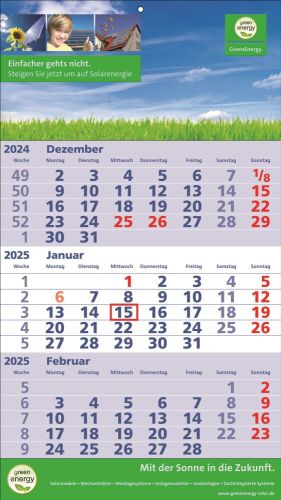 3 Monats-Wandkalender Standard 2 Plus, deutsch als Werbeartikel
