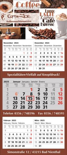 5 Monats-Wandkalender Combi 5, 4-spachig als Werbeartikel