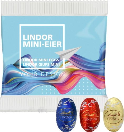 3er Lindor Mini Eier im Papiertütchen als Werbeartikel
